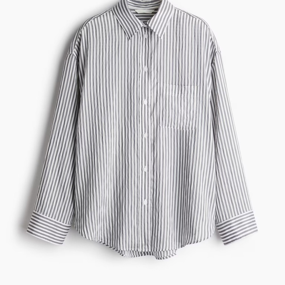 H&M Classic Gray and White Striped Top